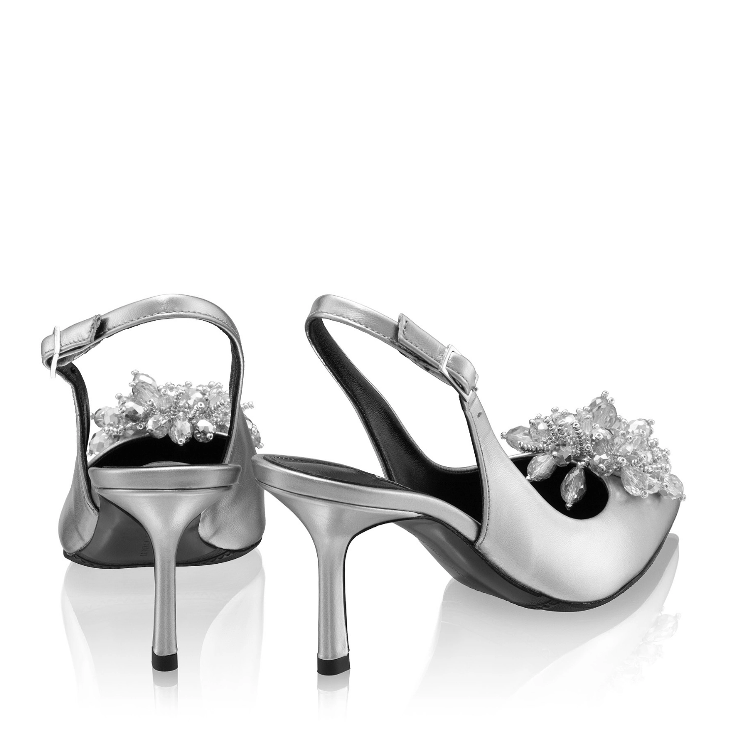 Imagine Pantofi Decupati Dama 8435 Laminato Argento