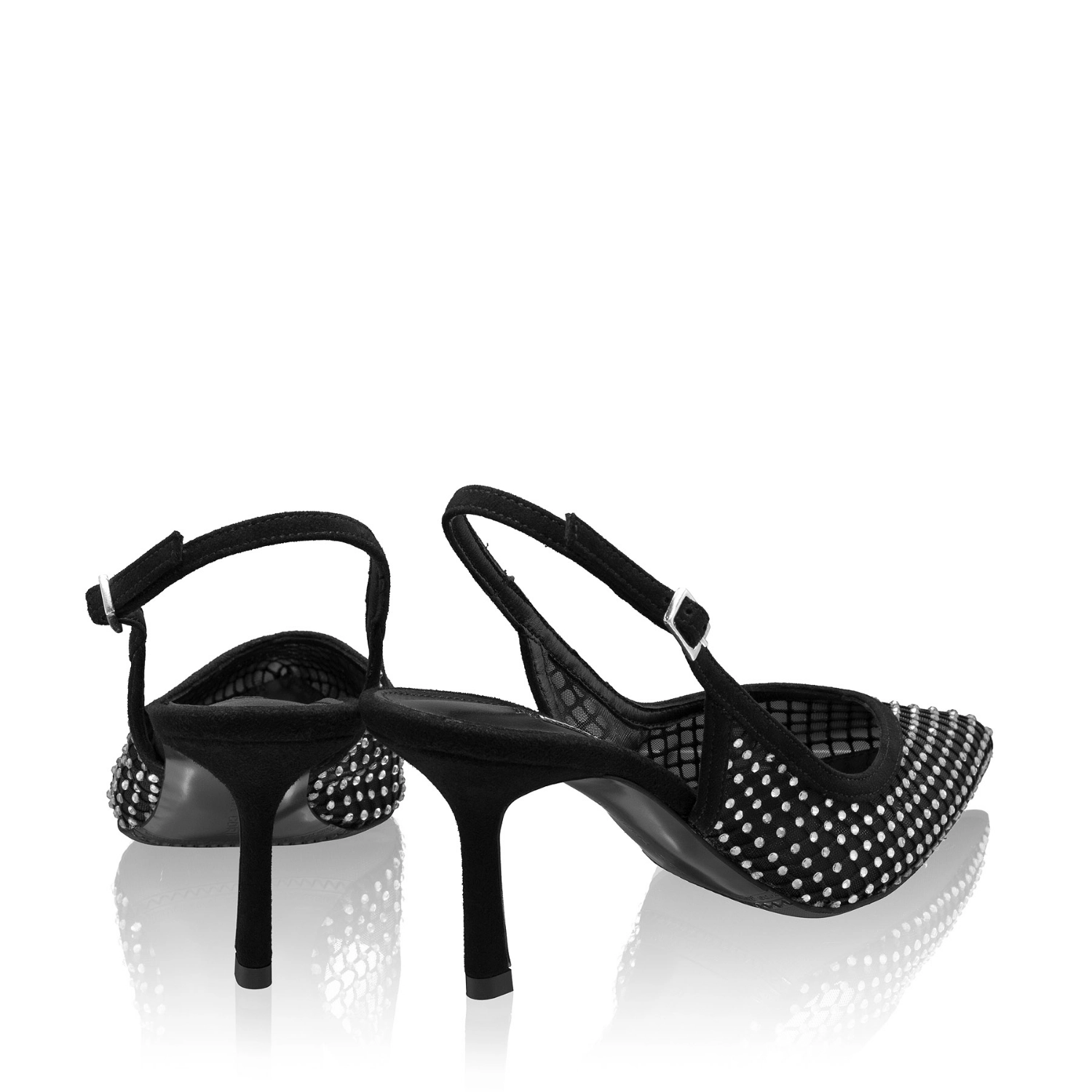 Imagine Pantofi Decupati Dama 8450 Camoscio+Rete Negru