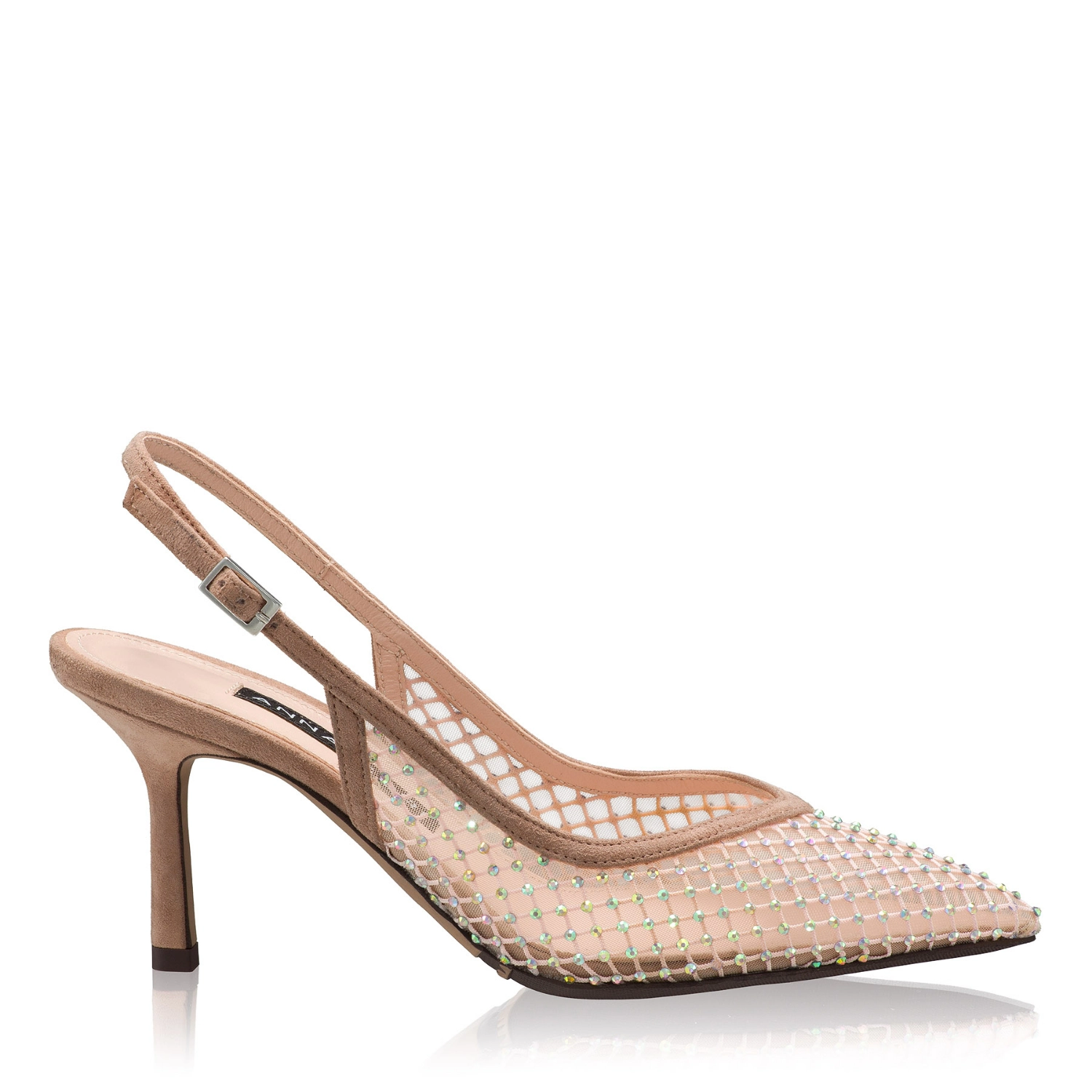 Picture of Mid-heel Slingback Pumps 8450 Camoscio+Rete Nude