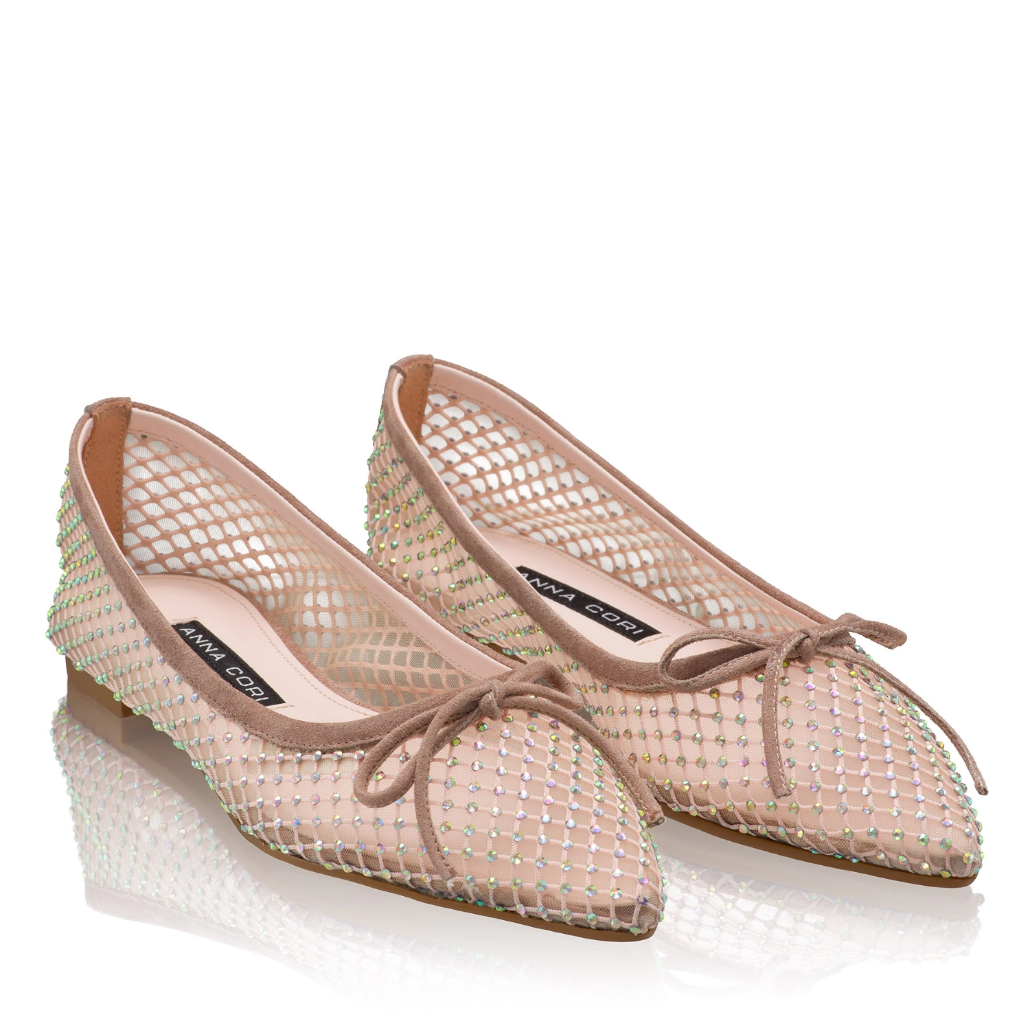 Picture of Women's Ballerinas 8406 Camoscio+Rete Nude