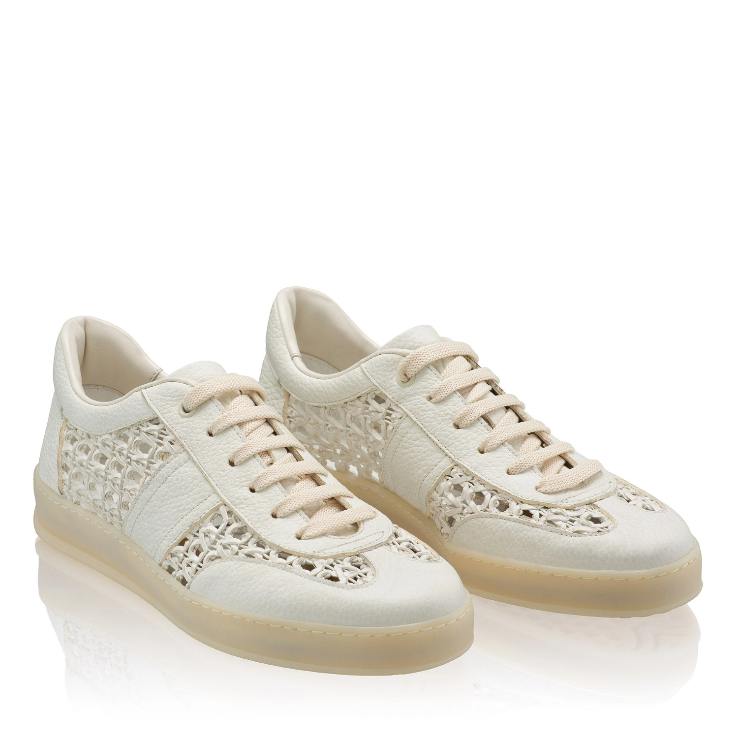 Picture of Women leather sport shoes 8385 Bottalato+Intreccio Alb