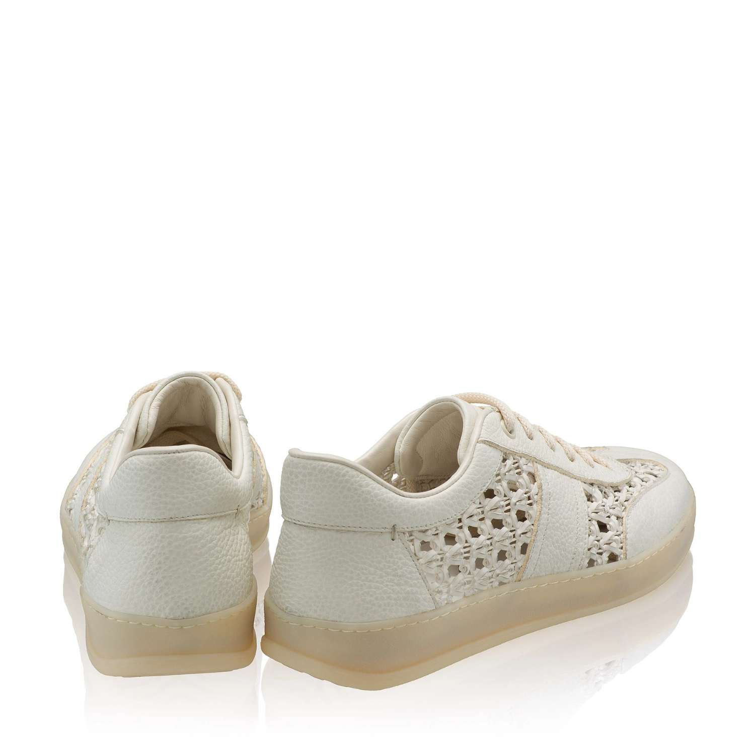 Picture of Women leather sport shoes 8385 Bottalato+Intreccio Alb