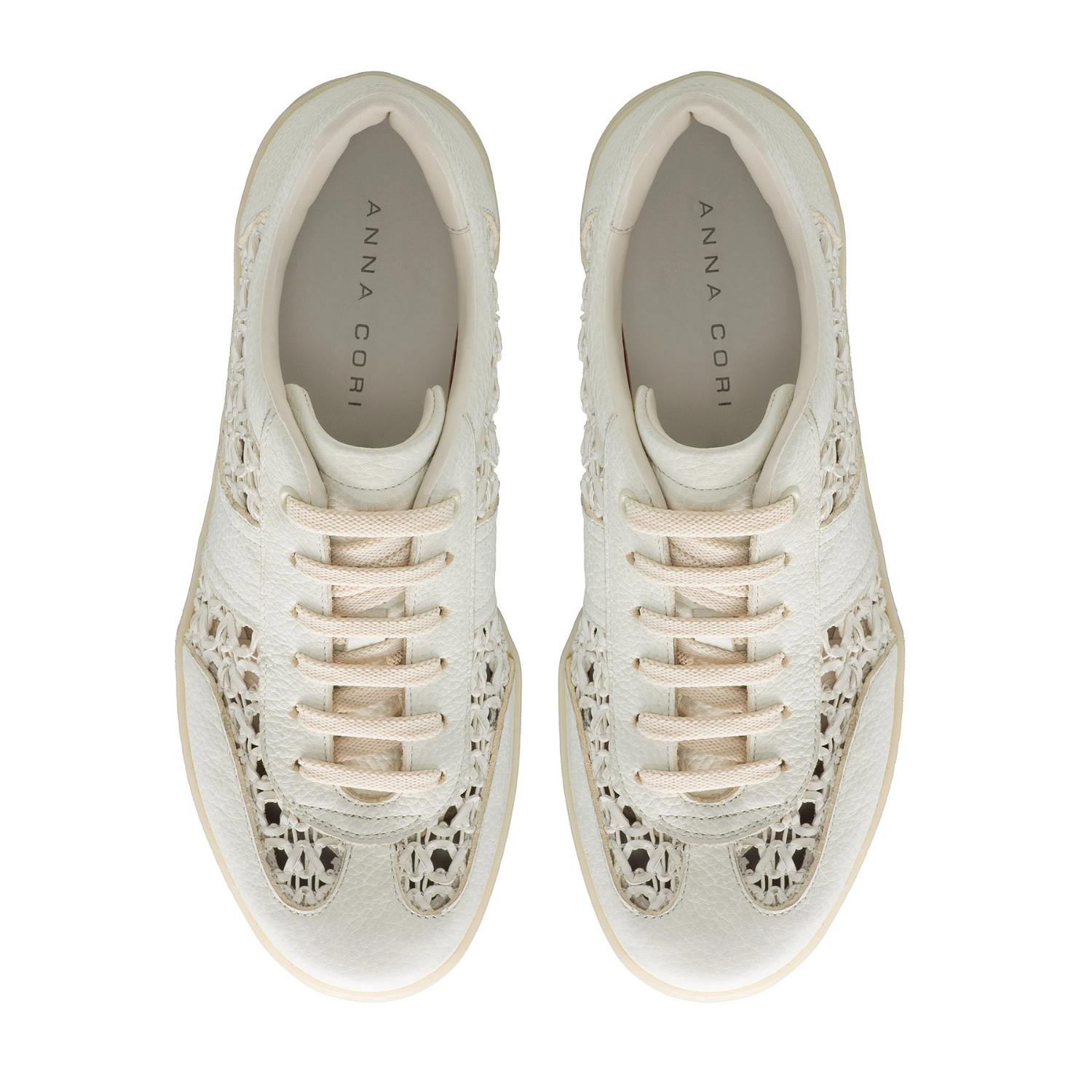 Picture of Women leather sport shoes 8385 Bottalato+Intreccio Alb