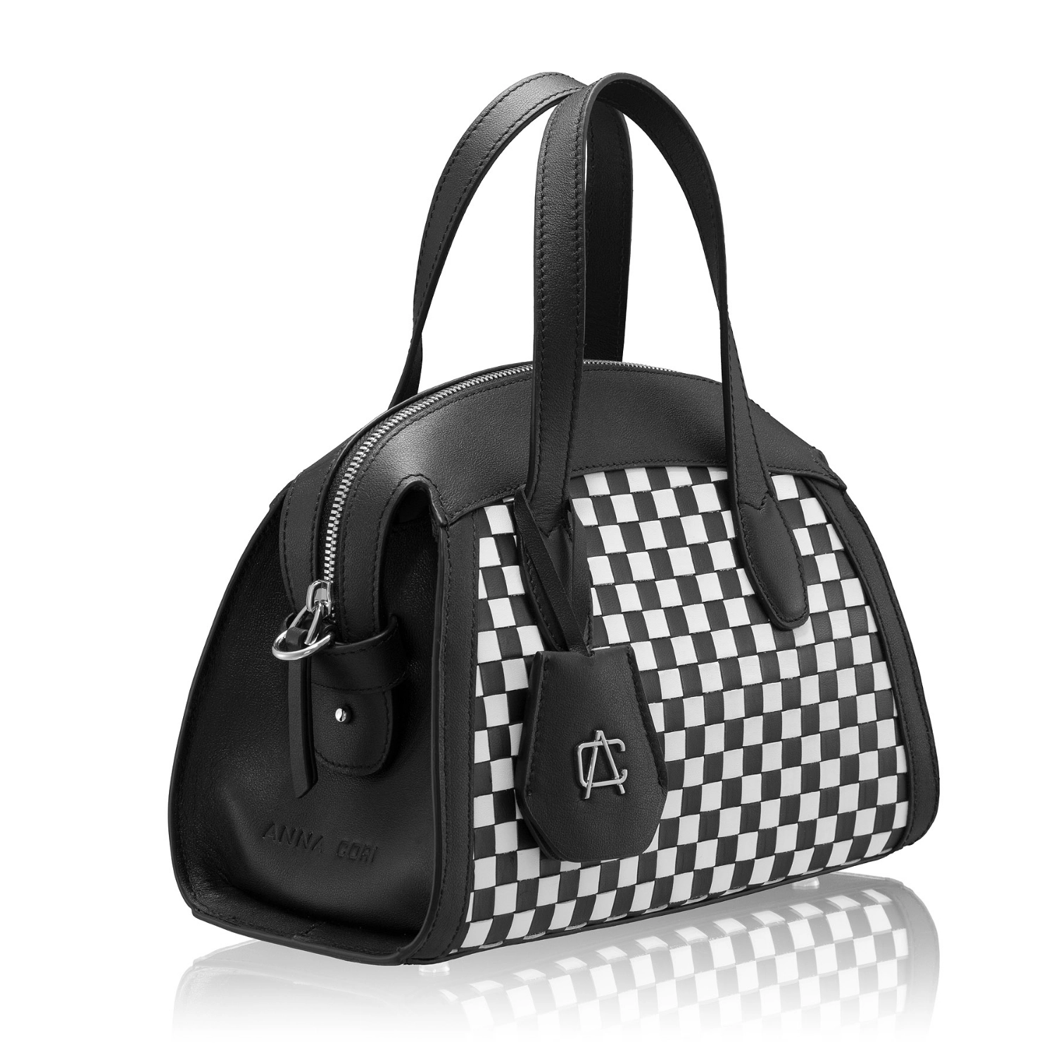 Imagine Geanta dama de mana CORELIA 01 INTR ALB+VIT NEGRU