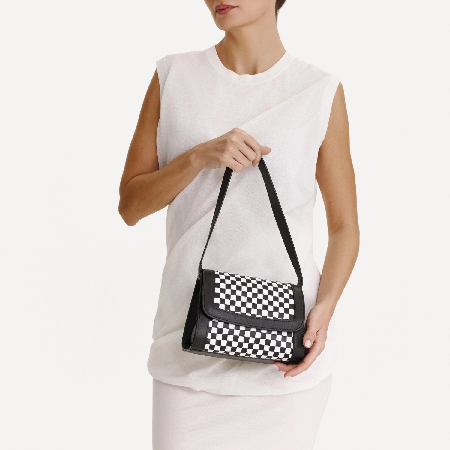 Imagine Geanta dama de umar CORELIA 02 INTR ALB+VIT NEGRU