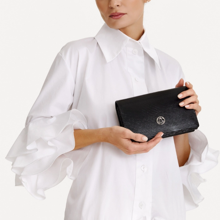 Women Leather clutch Bag ARNA 02 TEYUS NEGRU