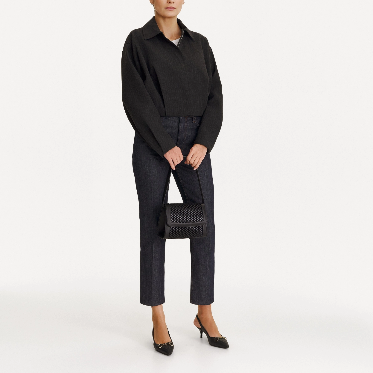 Imagine Geanta dama de umar CORELIA 02 INTRECCIO+VIT NEGRU