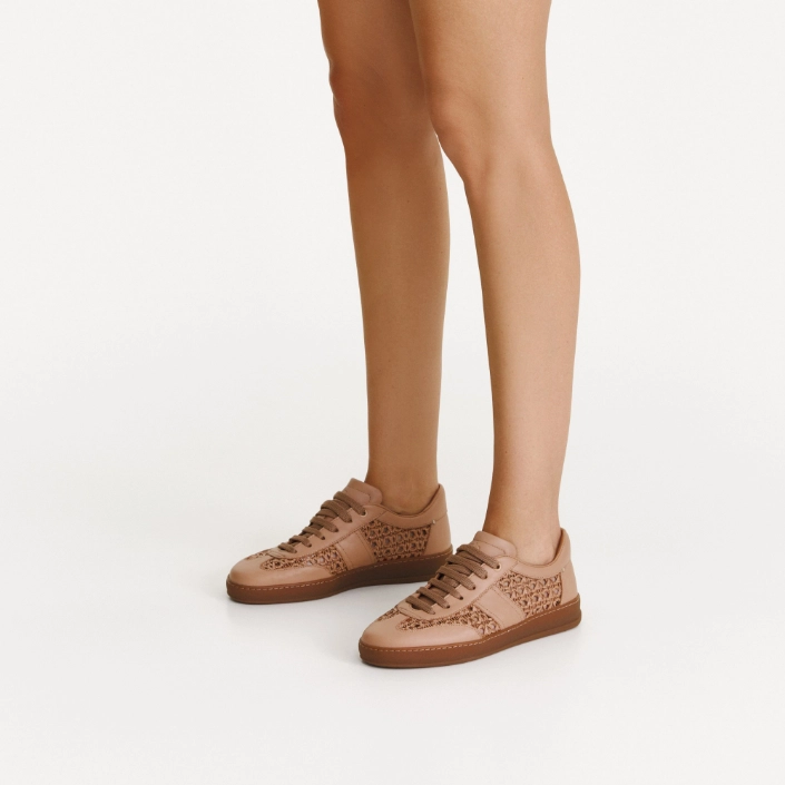 Pantofi Sport Dama 8385 Vitello+Intreccio Poudre