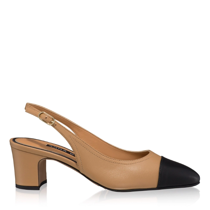 Imagine Pantofi Decupati Dama 8493 Vitello Cappuccino+Negru