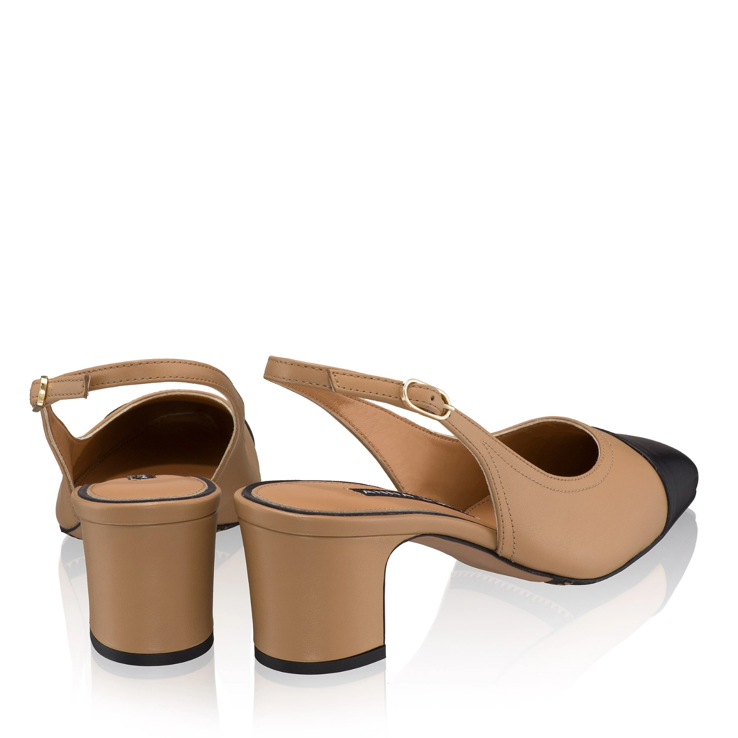 Imagine Pantofi Decupati Dama 8493 Vitello Cappuccino+Negru