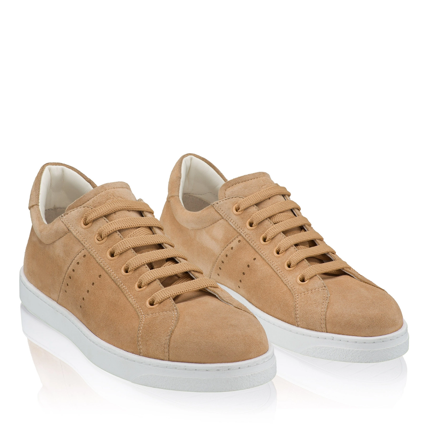 Picture of Women Leather Sport Shoes 8330 Camoscio Beige