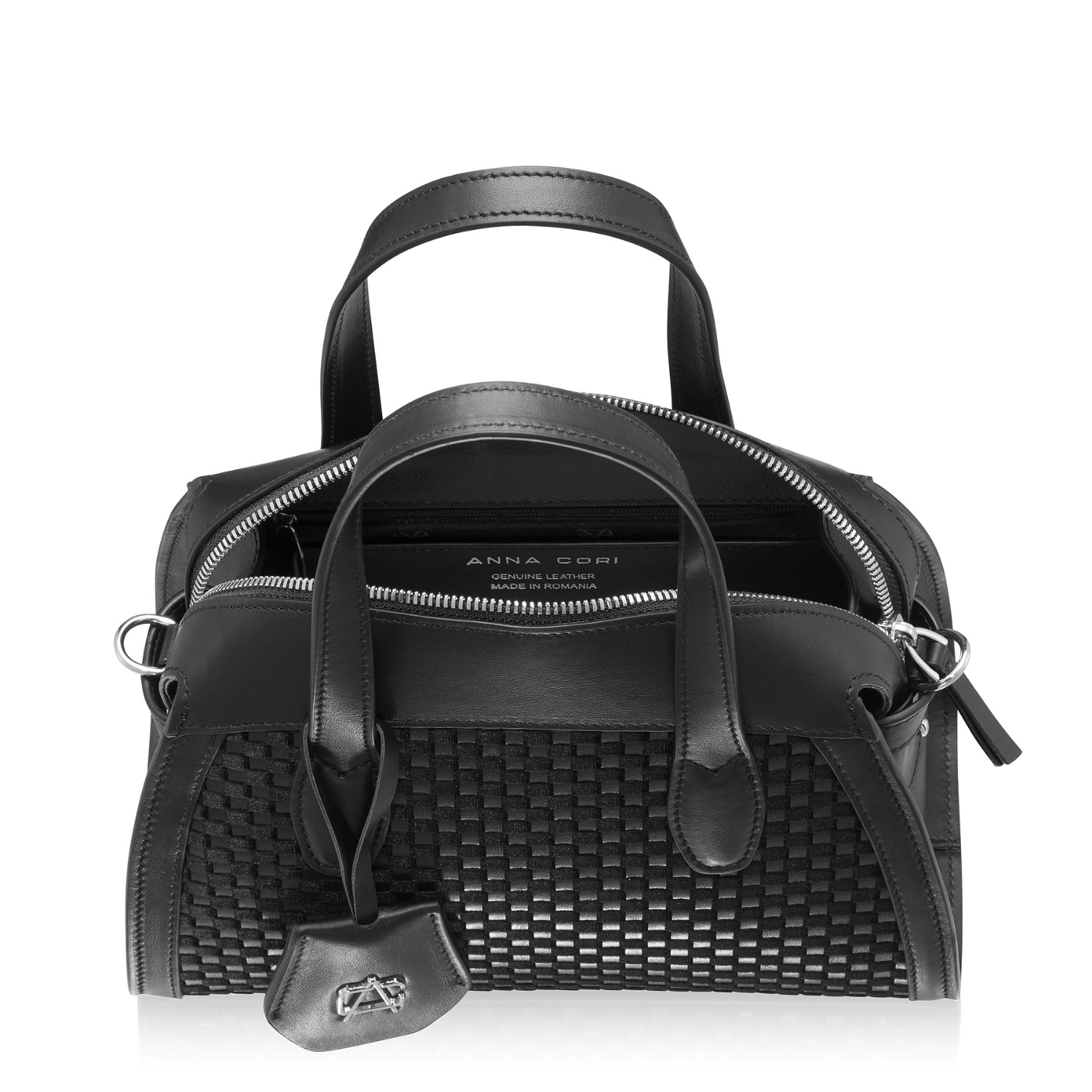 Imagine Geanta dama de mana CORELIA 01 INTRECCIO+VIT NEGRU
