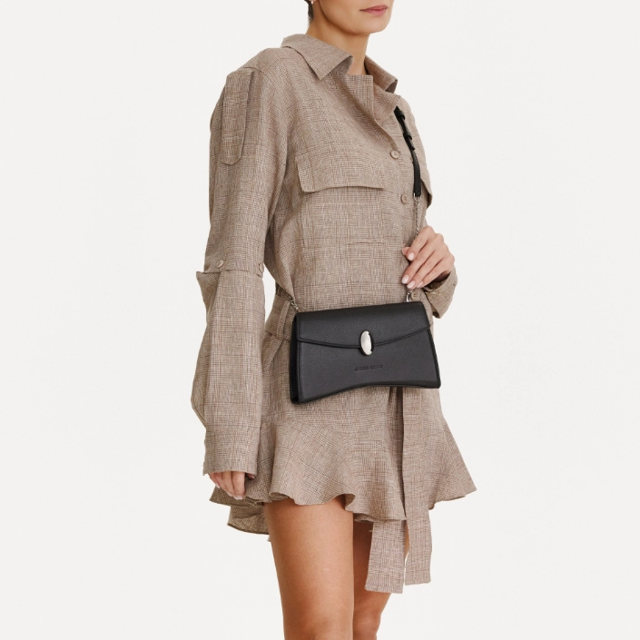 Geanta dama de umar LIORA 03 VITELLO STAMP NEGRU