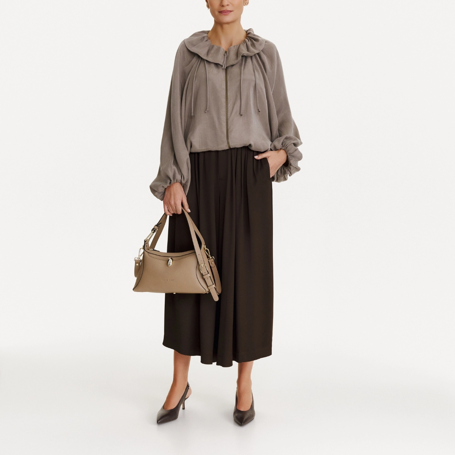 Picture of Women Leather Handbag LIORA 01 VITELLO STAMP BEIGE