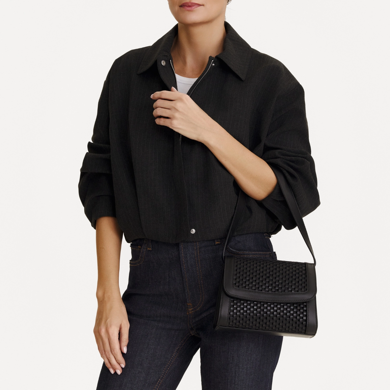 Imagine Geanta dama de umar CORELIA 02 INTRECCIO+VIT NEGRU