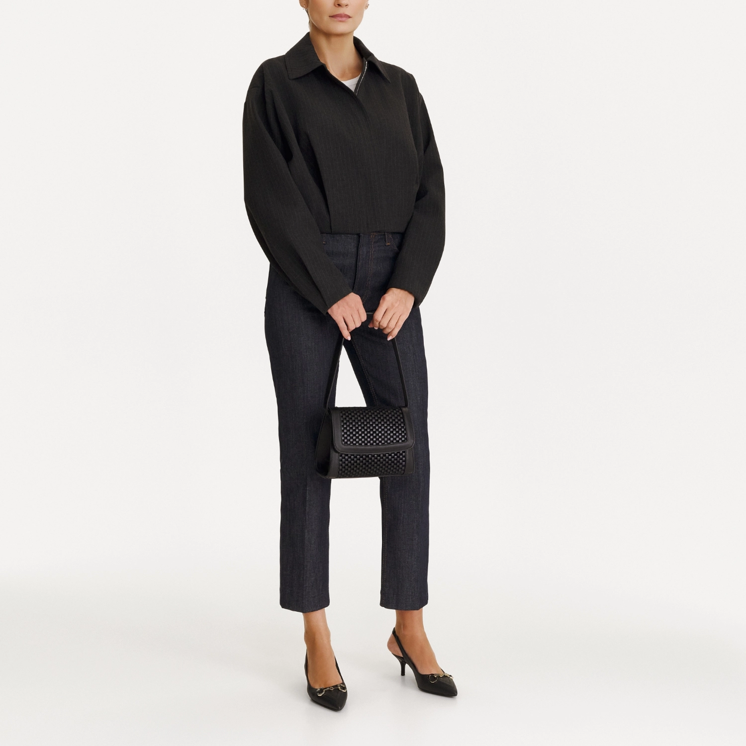 Imagine Geanta dama de umar CORELIA 02 INTRECCIO+VIT NEGRU