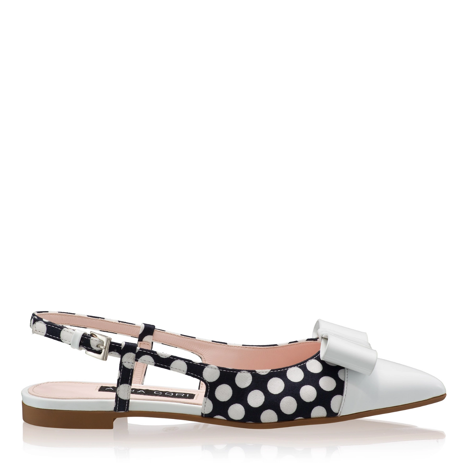 Imagine Balerini Dama 8384 Tesut Pois+Lac Alb