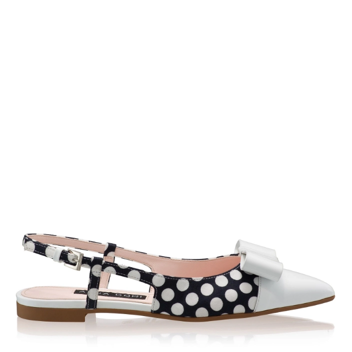 Imagine Balerini Dama 8384 Tesut Pois+Lac Alb