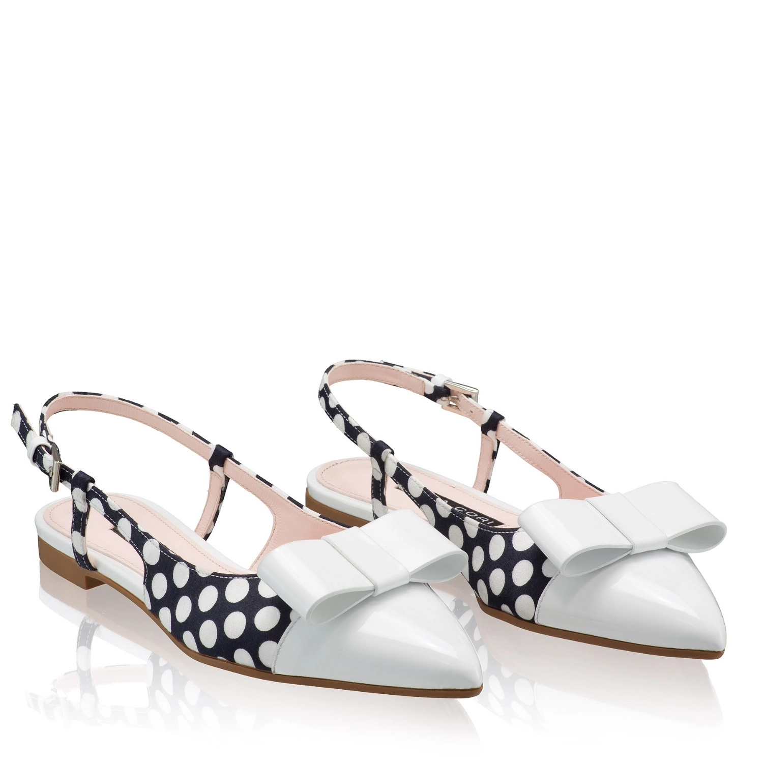 Imagine Balerini Dama 8384 Tesut Pois+Lac Alb