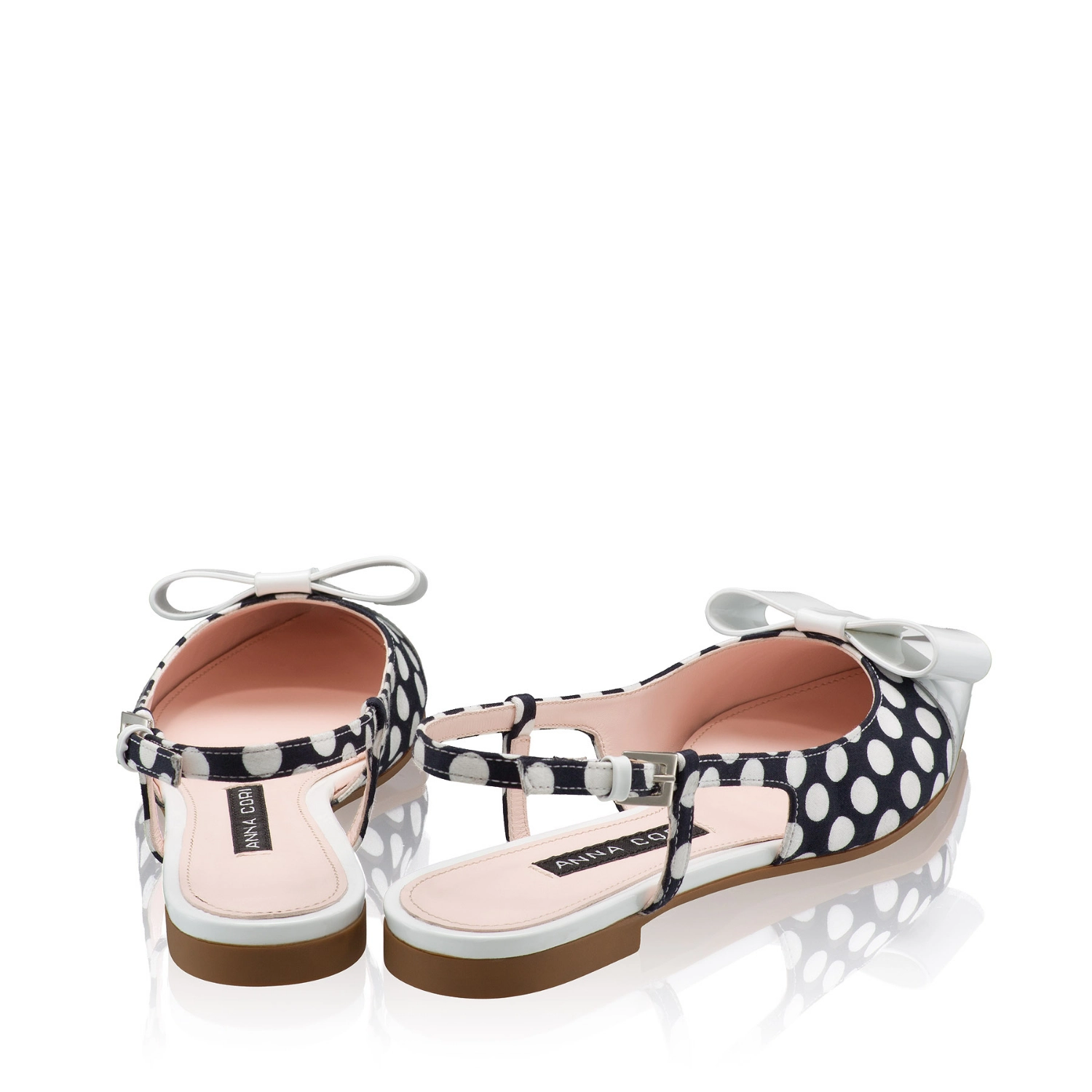 Imagine Balerini Dama 8384 Tesut Pois+Lac Alb