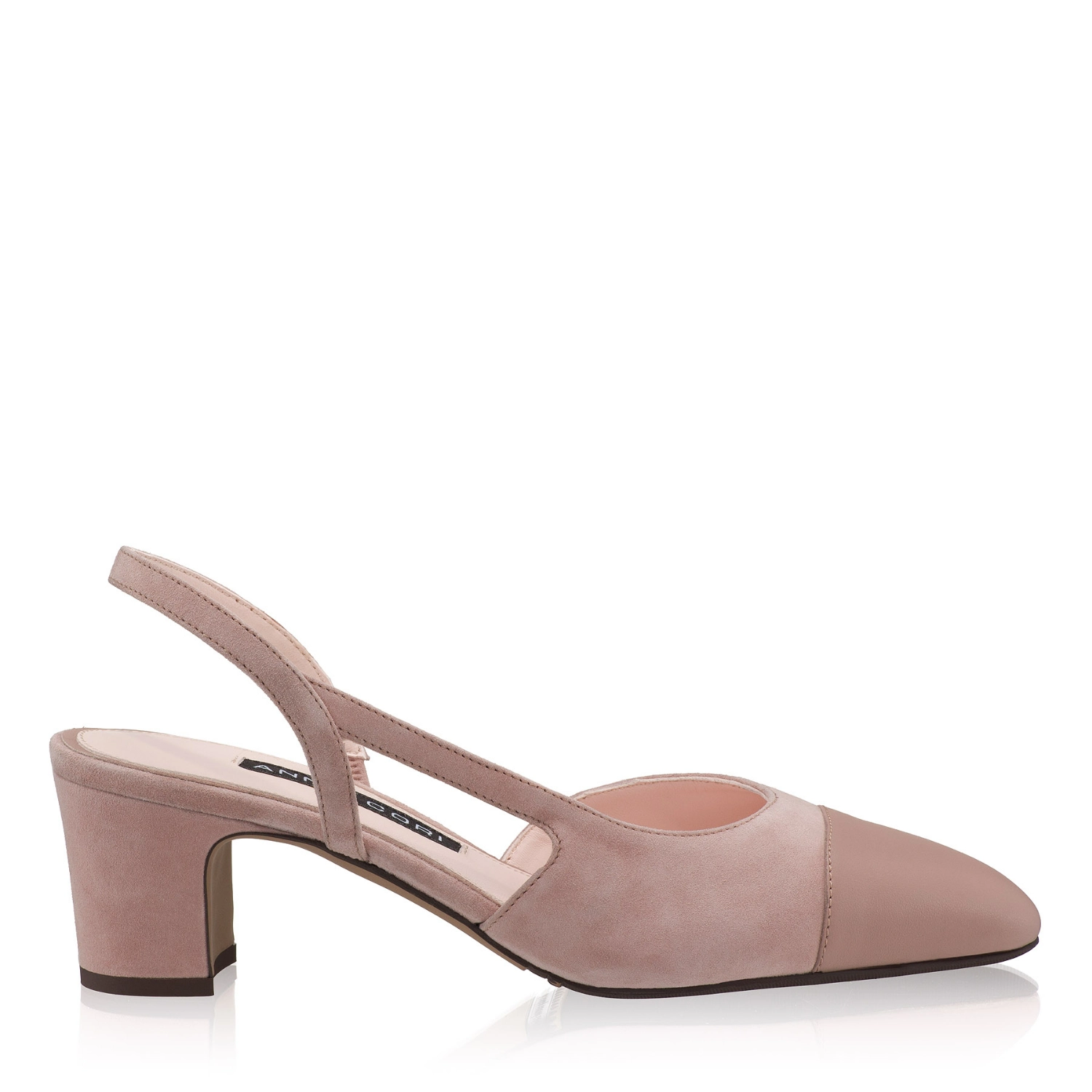 Picture of Mid-heel Slingback Pumps 8488 Camoscio Fard+Nappa Nude