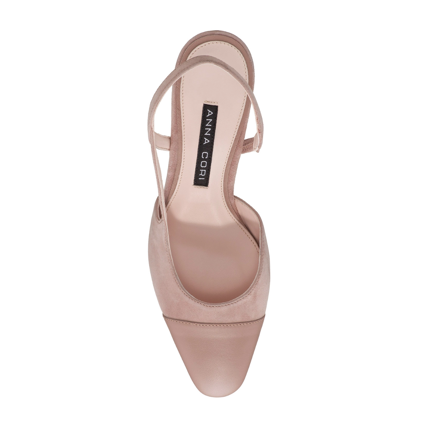 Picture of Mid-heel Slingback Pumps 8488 Camoscio Fard+Nappa Nude
