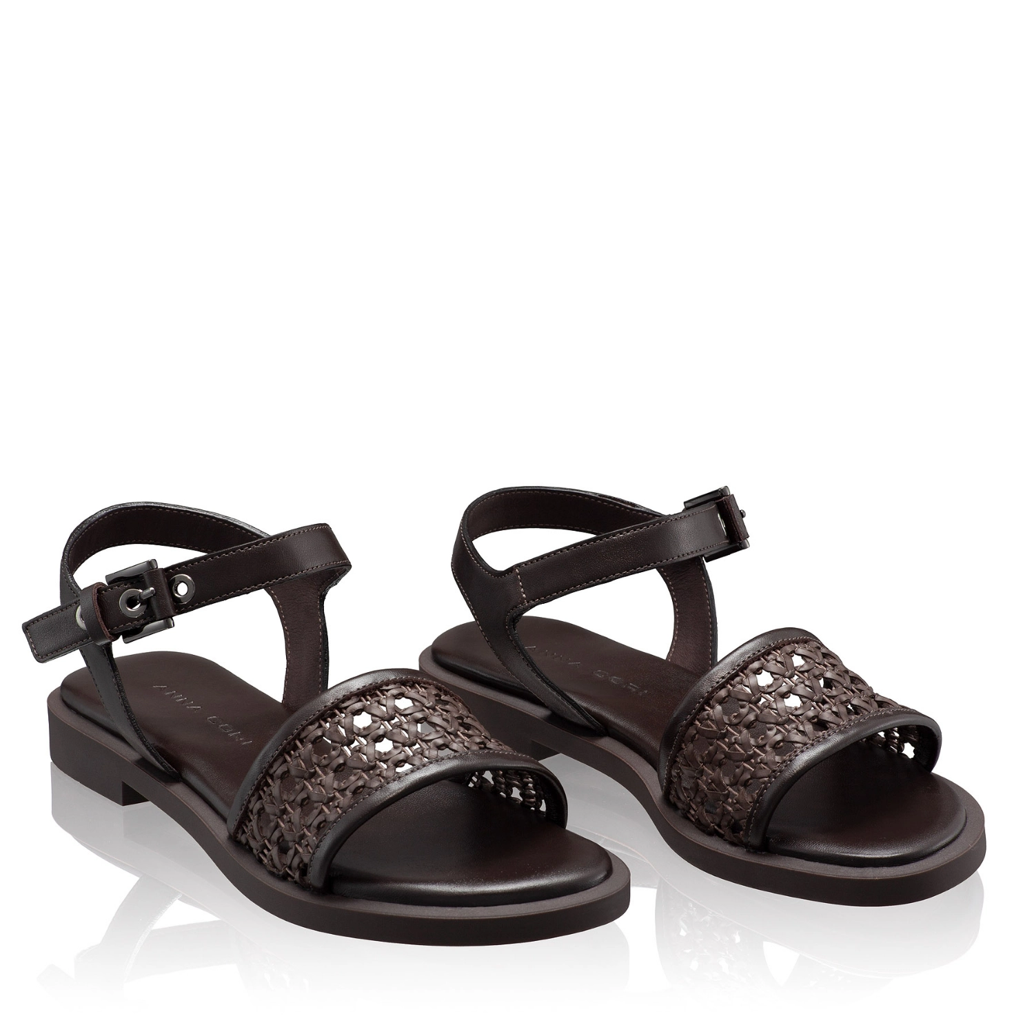 Picture of Women's leather sandals 8363 Vitello+Intreccio T.Moro