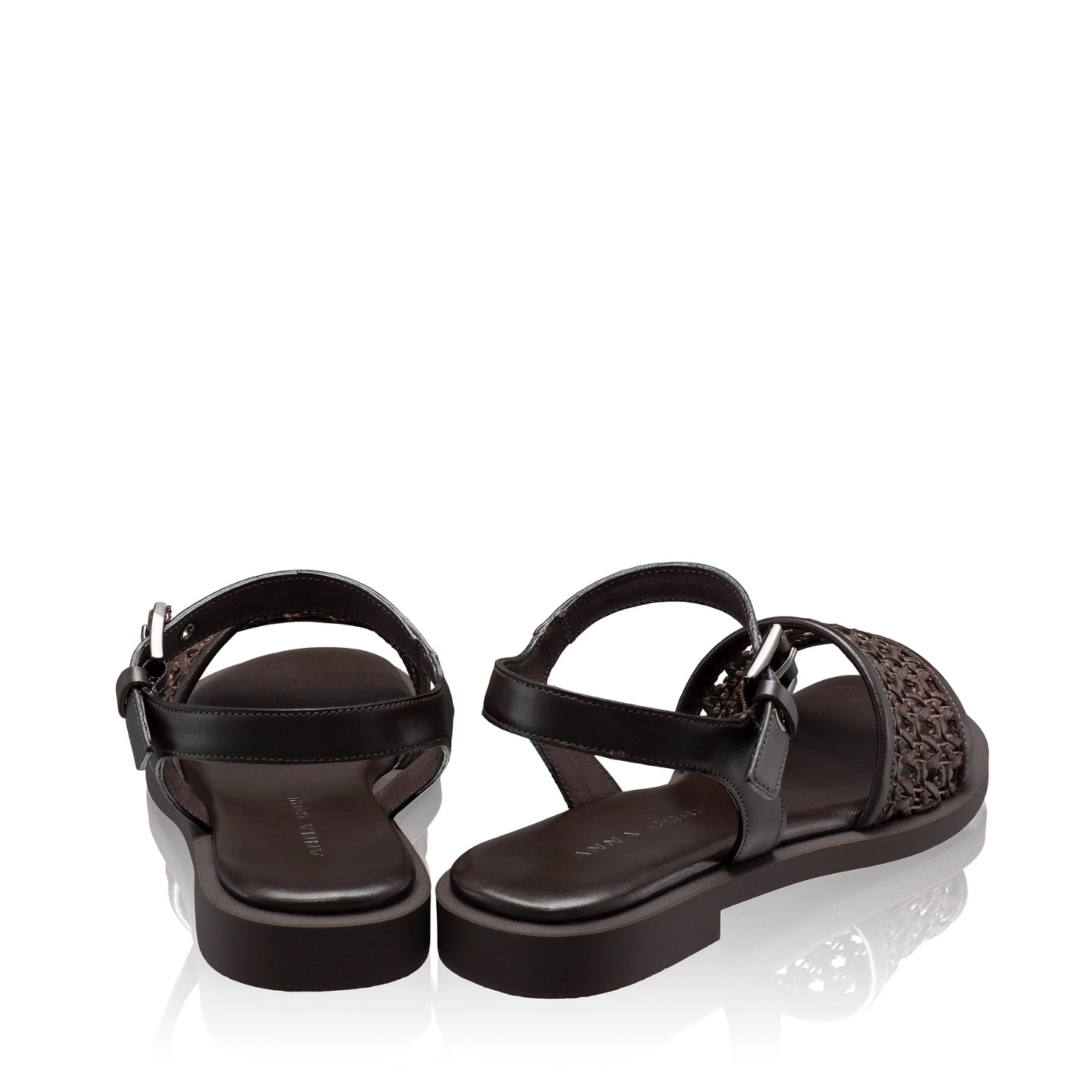 Picture of Women's leather sandals 8363 Vitello+Intreccio T.Moro