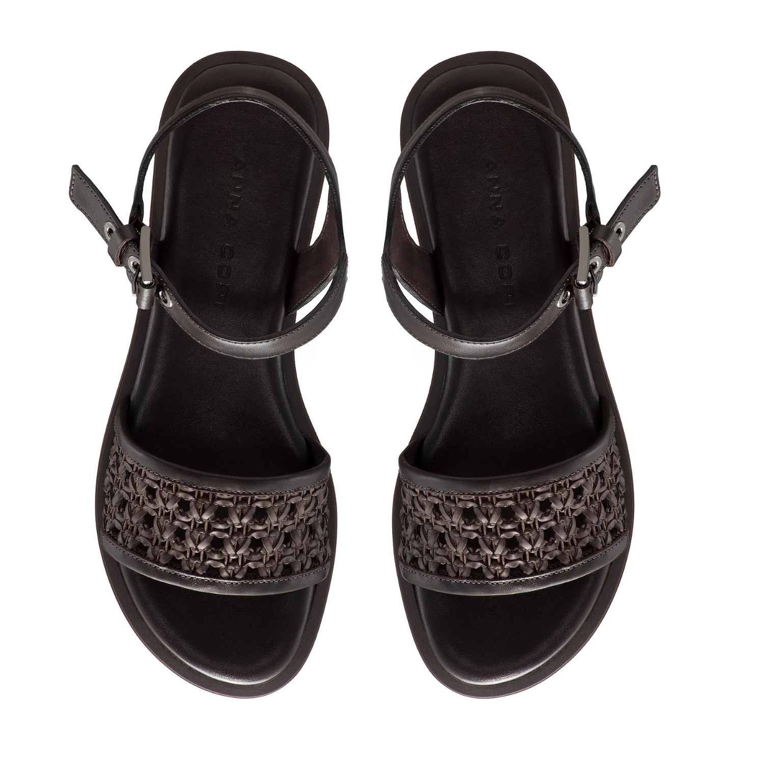 Picture of Women's leather sandals 8363 Vitello+Intreccio T.Moro