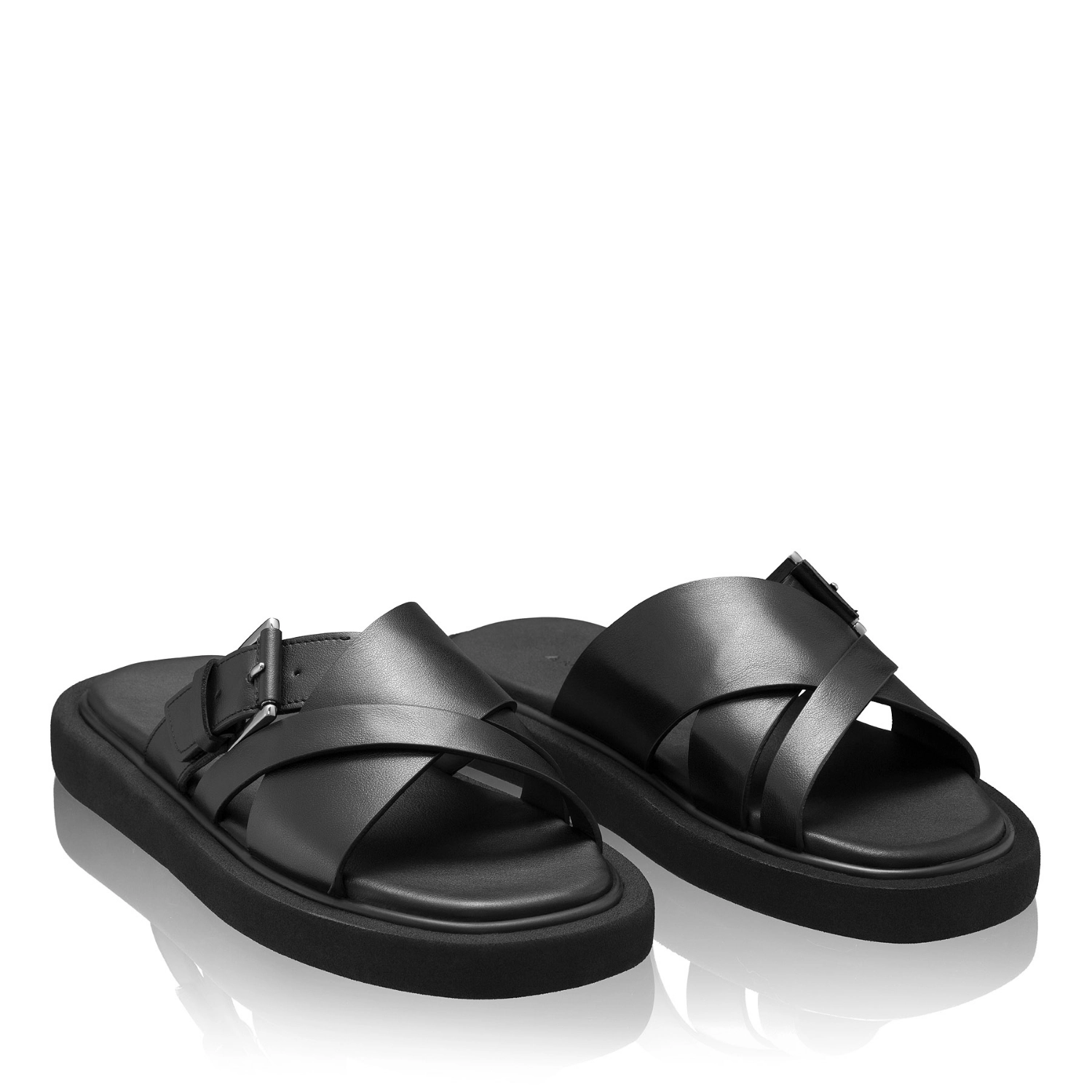 Picture of Women Leather Mules 8382 Vitello Black