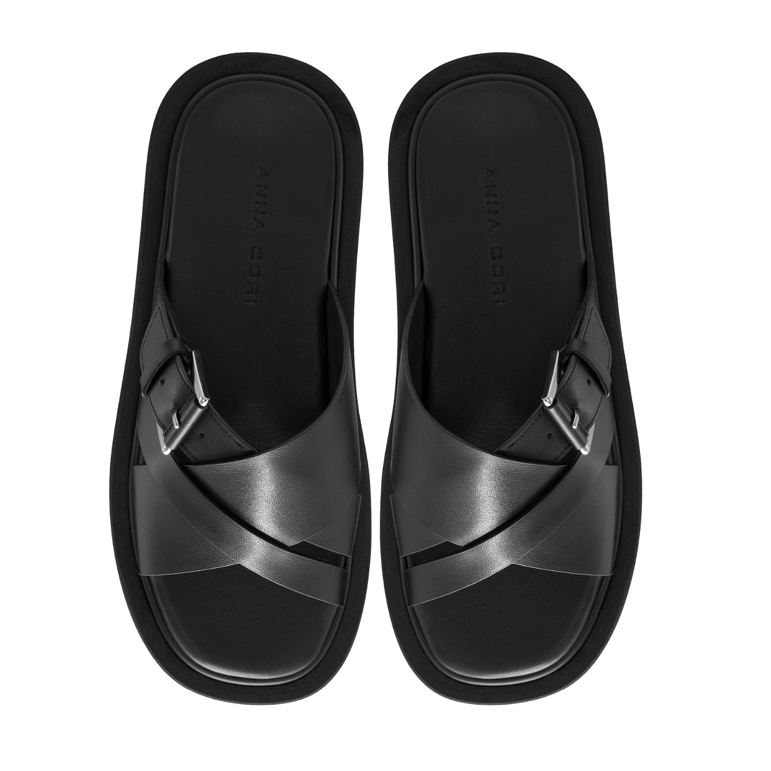 Picture of Women Leather Mules 8382 Vitello Black