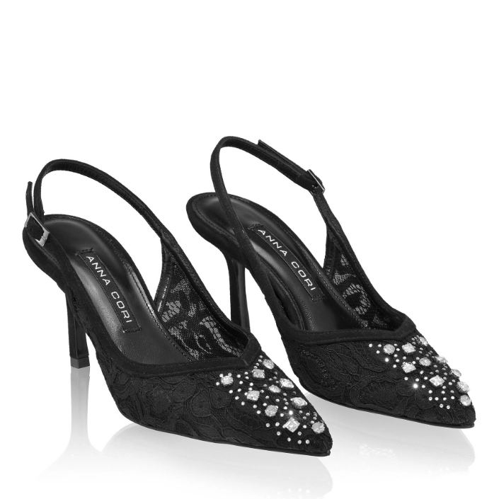 Pantofi Decupati Dama 8506 Camoscio+Rete Negru