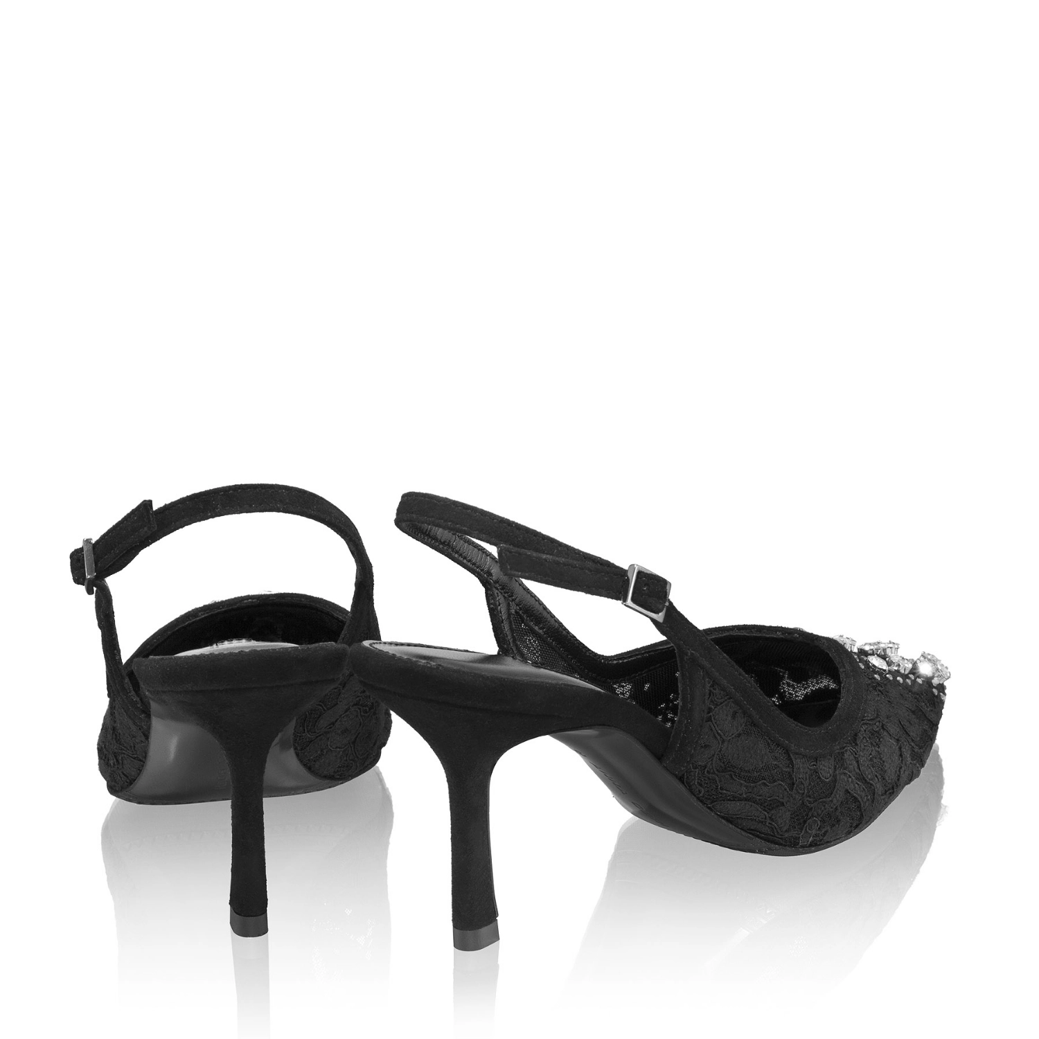 Imagine Pantofi Decupati Dama 8506 Camoscio+Rete Negru