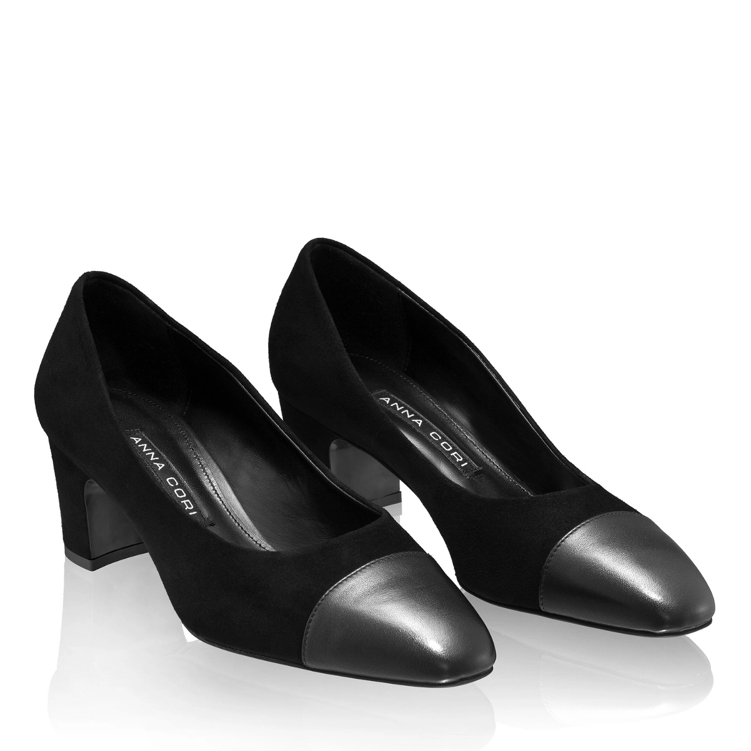 Imagine Pantofi Eleganti Dama 8605 Camoscio+Vitello Negru