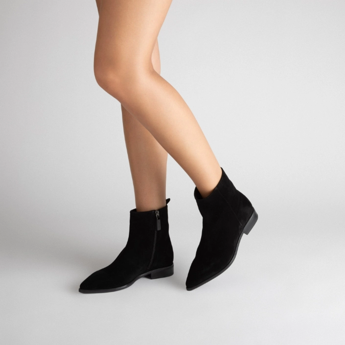 Women Suede Leather Ankle-Boots 8528 Crosta Black