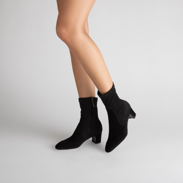 Botine Dama 8545 Camoscio+Stretch Negru