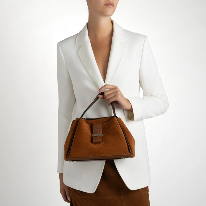 Women Leather Handbag DIONA 01 CROSTA+VIT COGNAC