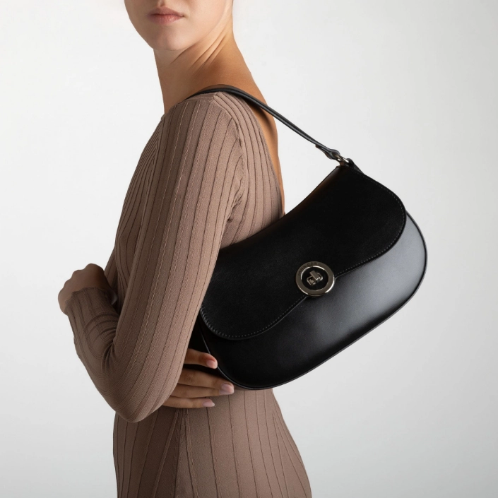 Women Leather Handbag ENA 02 VITELLO BLACK