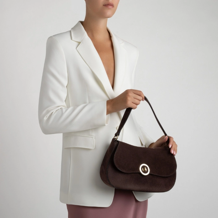 Women Leather Handbag ENA 02 CROSTA CHOCOLATE
