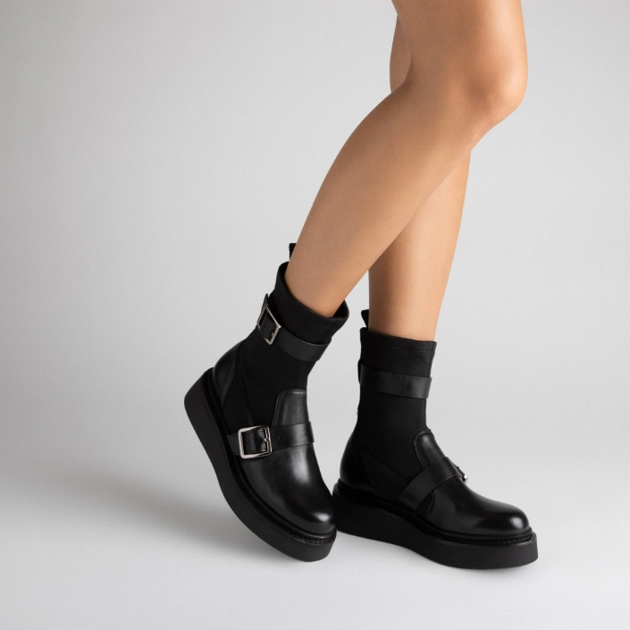 Ghete Dama 8563 Vitello+Stretch Negru