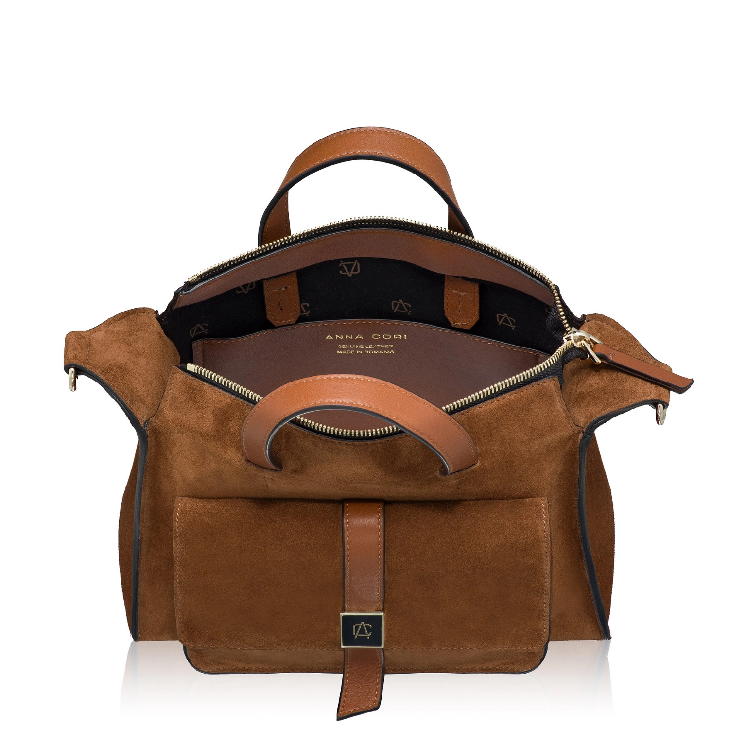 Imagine Geanta dama de Mana ALIA 01 CROSTA+VIT COGNAC